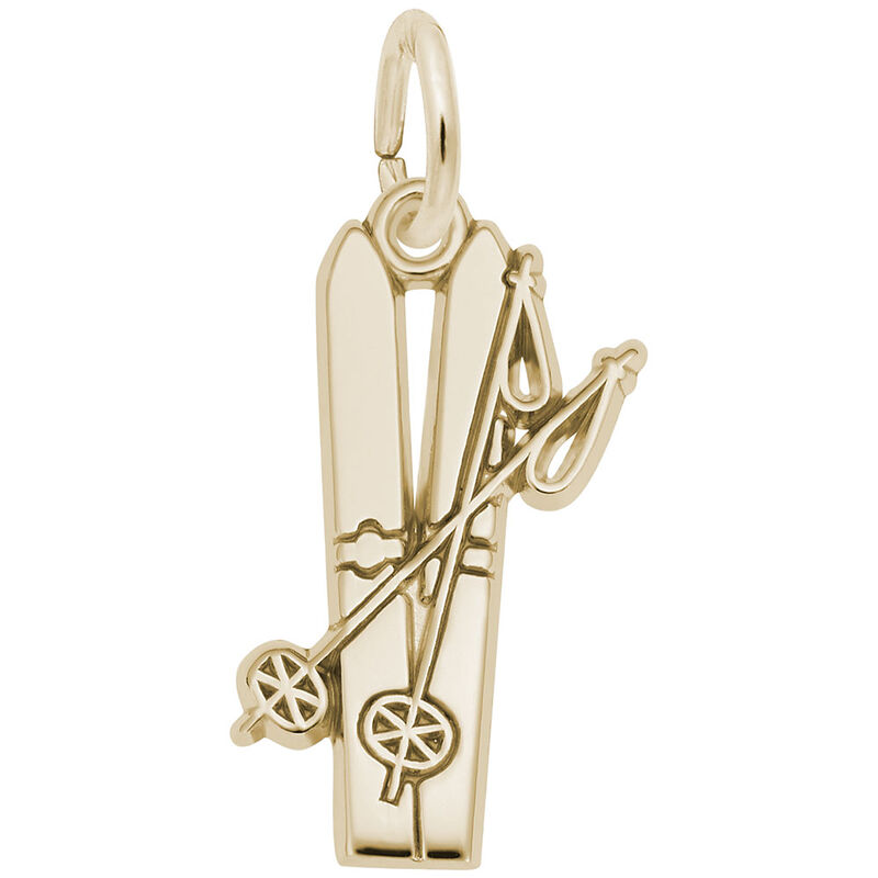 Skis Charm in Gold Plated Sterling Silver image number null