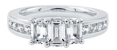 Lab Grown 2ctw. Diamond Three-Stone Plus Engagement Ring in 14k White Gold