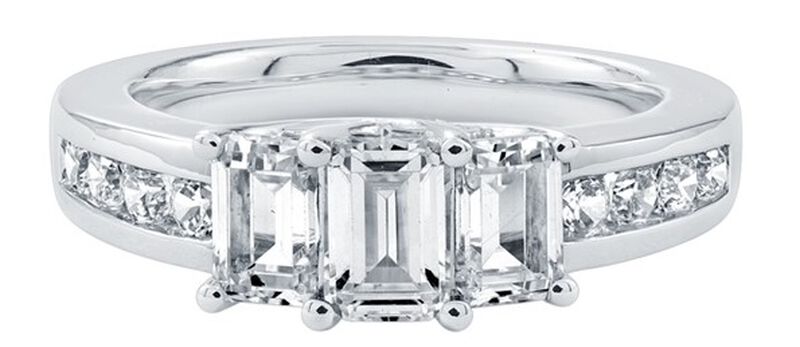 Lab Grown 2ctw. Diamond Three-Stone Plus Engagement Ring in 14k White Gold image number null