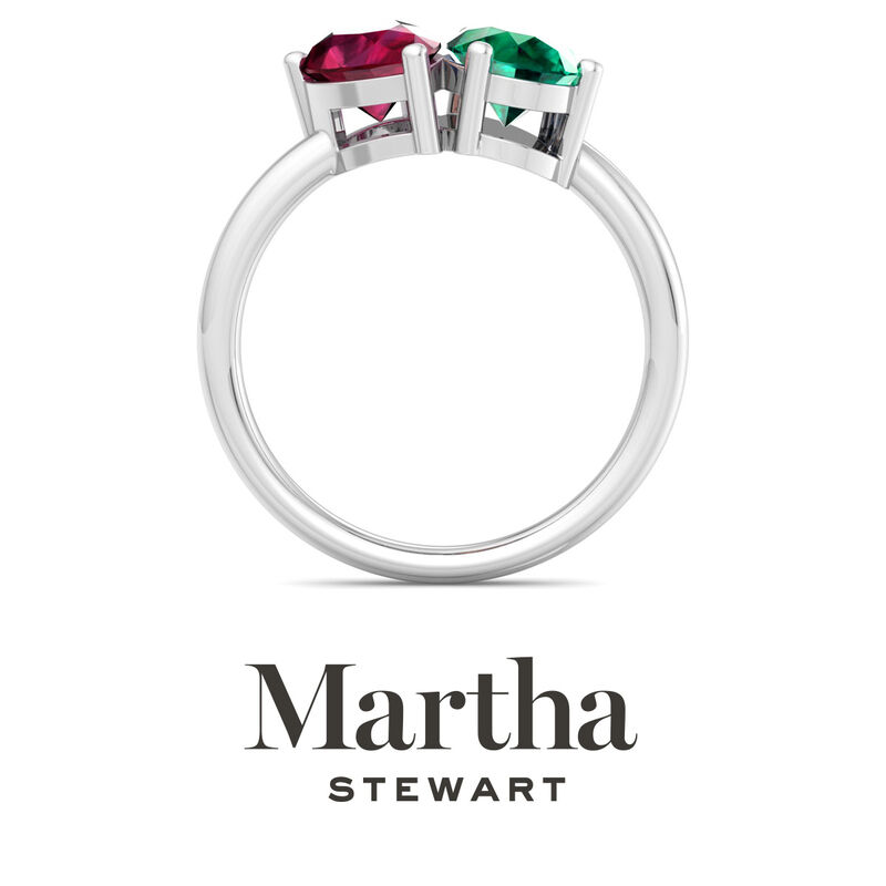 Martha Stewart Ruby and Emerald Two Stone Ring in Sterling Silver image number null
