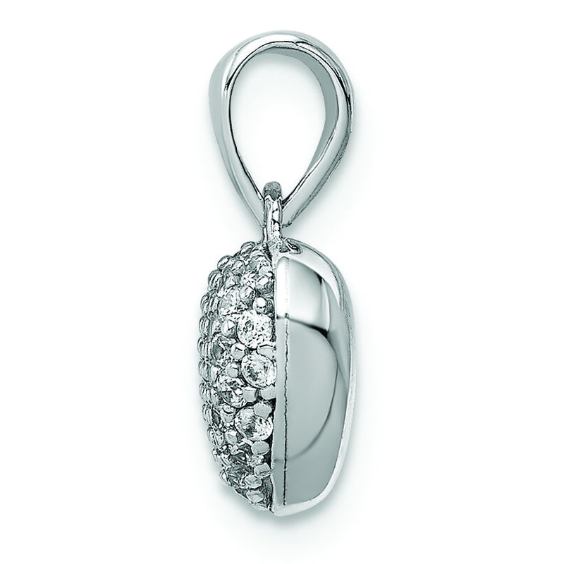 Pave CZ Polished Heart Charm in 14k White Gold image number null