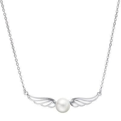 Imperial Pearl Sterling Silver and Freshwater Pearl 18" Wings Necklace