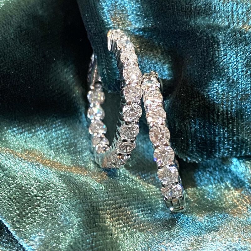 Round Diamond 2ctw. In & Out Hoop Earrings image number null
