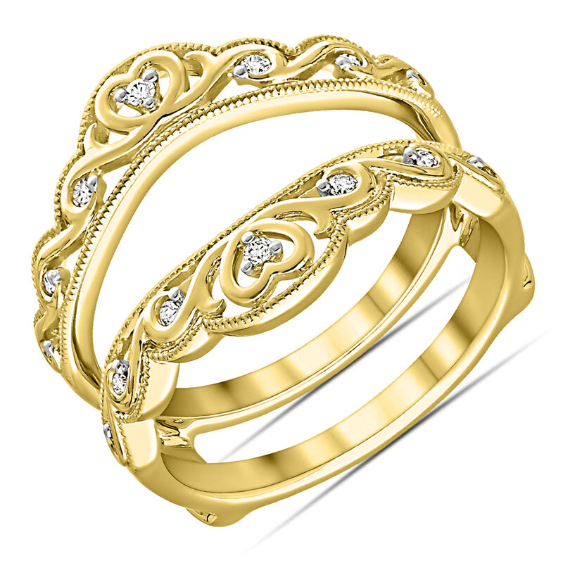 Brilliant-Cut 1/10ctw. Diamond Heart Milgrain Insert Ring in 14k Yellow Gold image number null