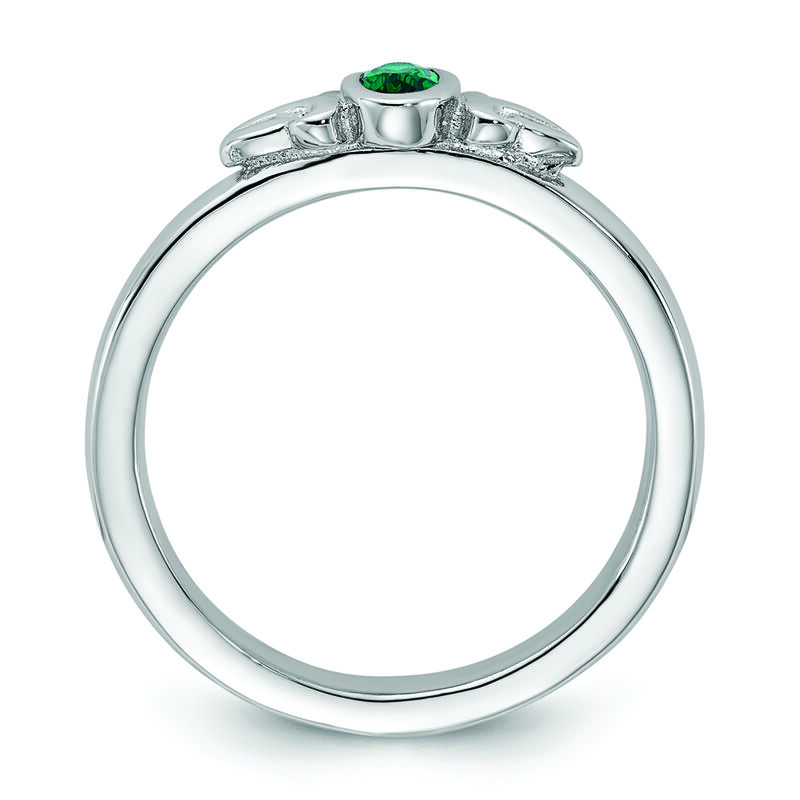 Stackable Created Emerald Ring in Sterling Silver image number null