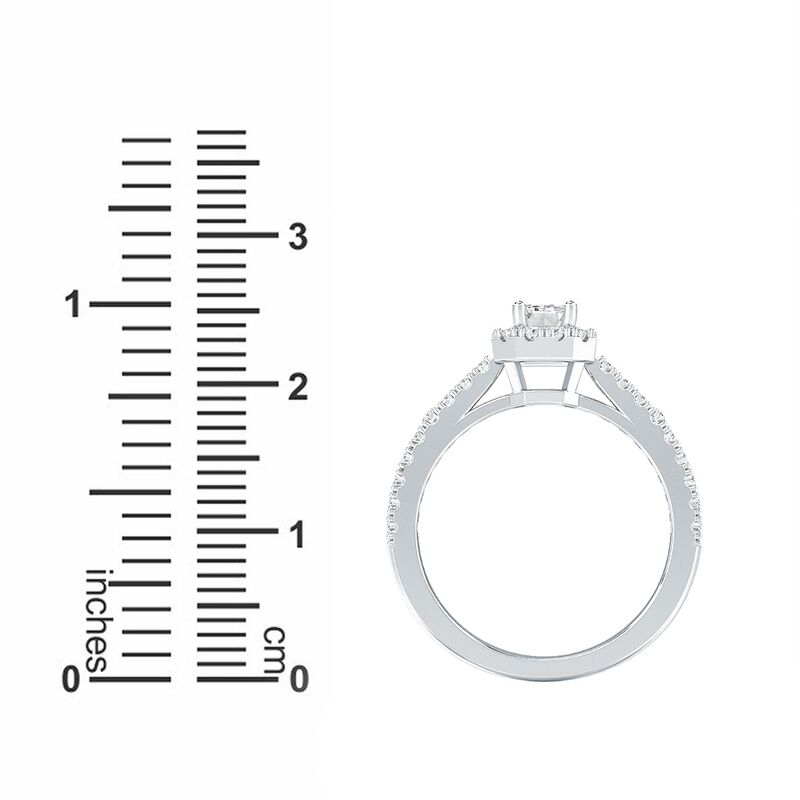 Lab Grown 1ct. Diamond Emerald-Cut Engagement Ring in 14k White Gold image number null