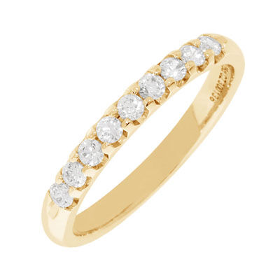 Ladies' 9-Stone 1/4ctw. Prong-Set Diamond Wedding Band in 14K Yellow Gold (HI, I1-I2)