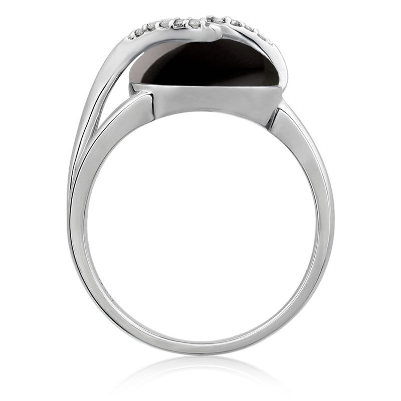 Onyx & Diamond Ring in Sterling Silver image number null