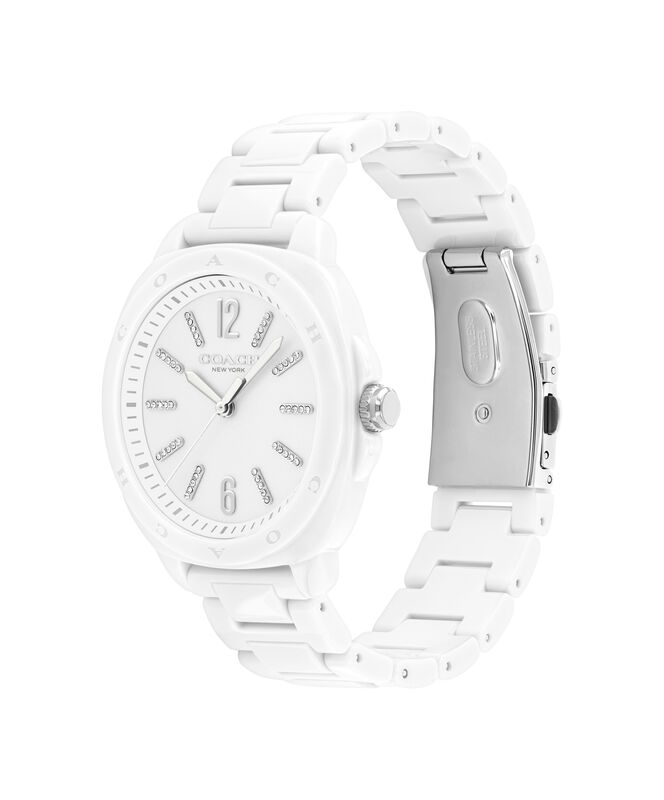 Coach Ladies' Kitt White Ceramic White Dial With Crystal Indexes Bracelet 38mm Watch 14504407 image number null