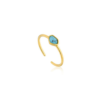 Turquoise Adjustable Ring in Sterling Silver/Gold Plated