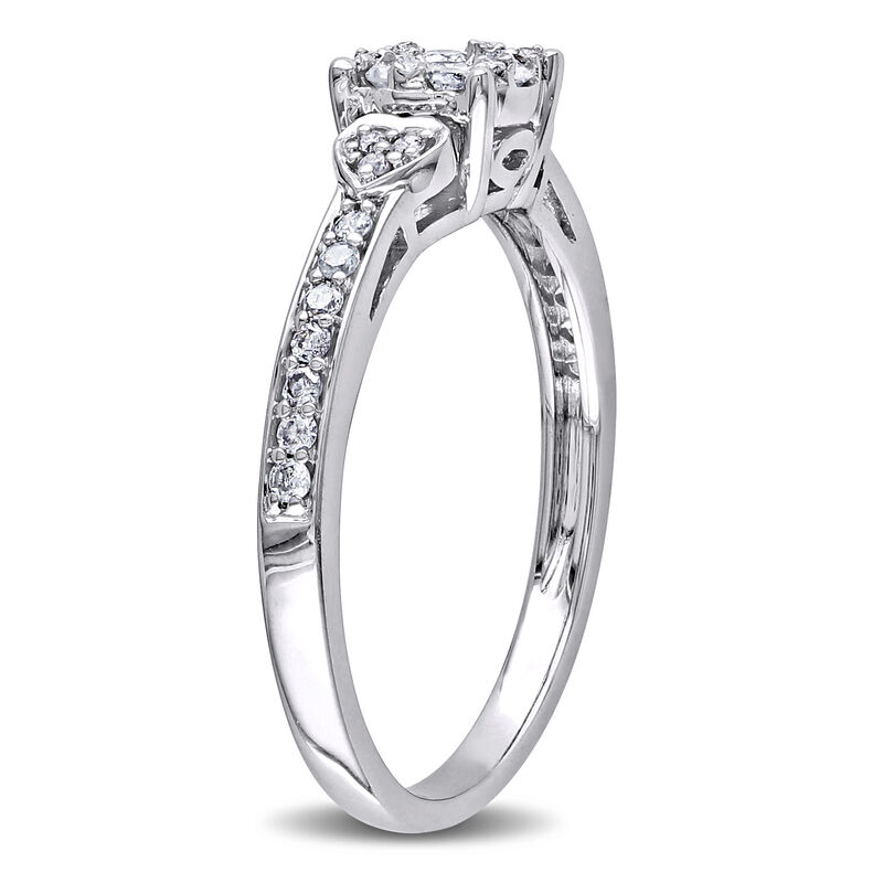 Brilliant-Cut 1/3ctw Cluster Engagement Ring in 10k White Gold image number null