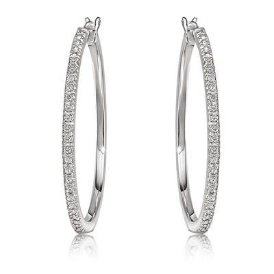 Diamond 1/2ctw. Hoop Earrings in Sterling Silver