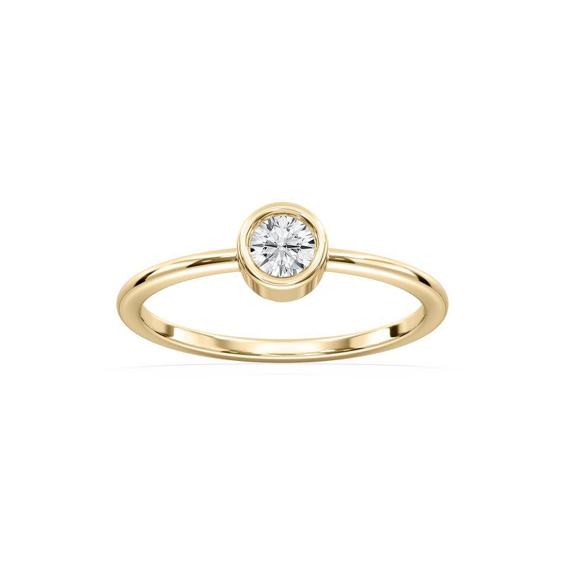 Round Lab Grown Diamond Bezel Petite Solitaire Engagement Ring in 10k Yellow Gold image number null