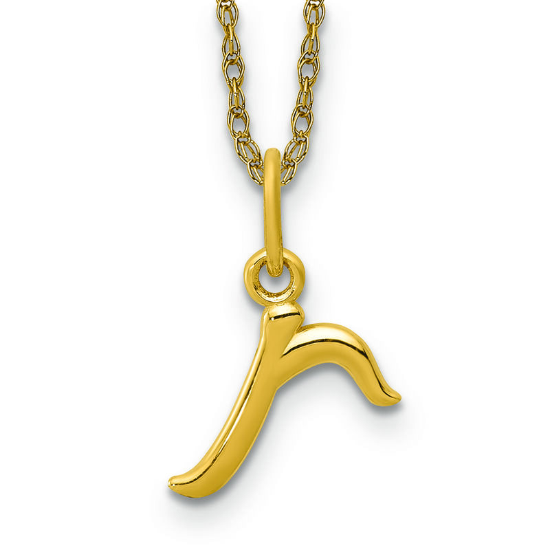 Script R Initial Necklace in 14k Yellow Gold image number null