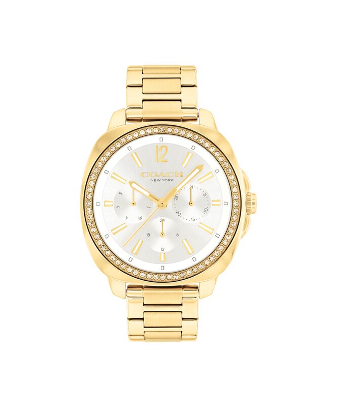 Coach Ladies' Kitt Multifunction White Dial With Crystal Bezel Gold-Tone Bracelet 38mm Watch 14504397 image number null