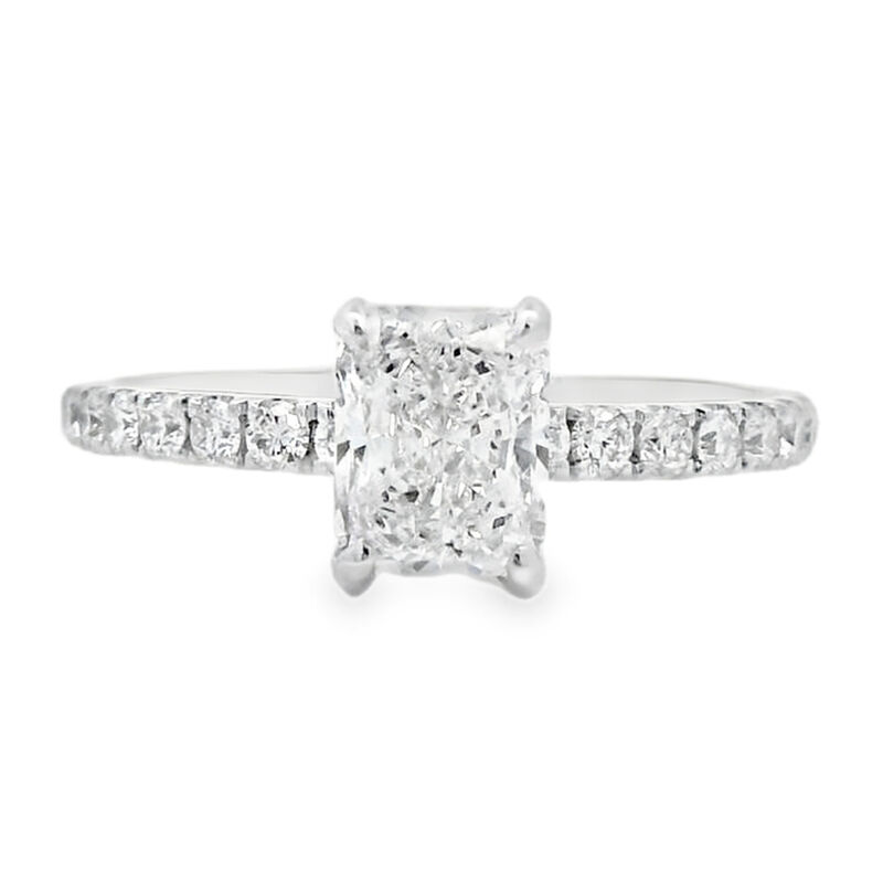 Radiant-Cut 1 3/8ctw. Diamond Hidden Halo Classic Shank Engagement Ring in 14k White Gold image number null