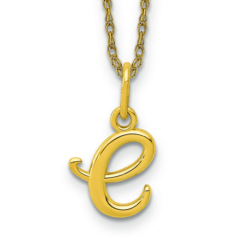 Script E Initial Necklace in 14k Yellow Gold image number null