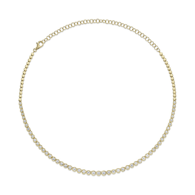 Shy Creation Diamond 3ctw. Bezel Tennis Necklace in 14k Yellow Gold image number null