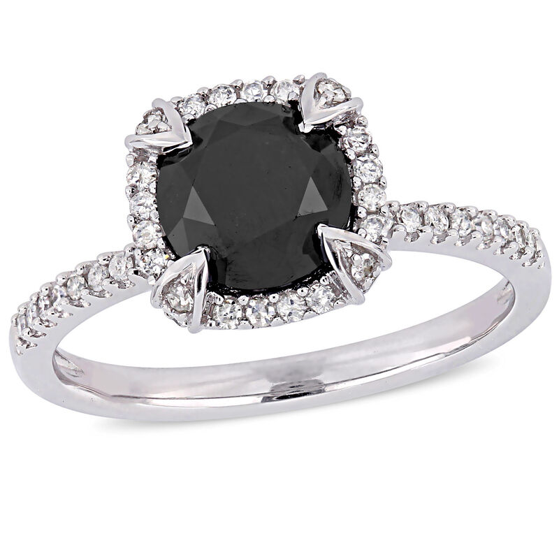 Black Diamond & White Diamond Halo 2ctw. Engagement Ring in White Gold image number null