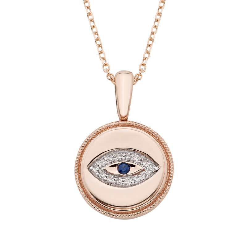 Diamond Evil Eye Pendant in 14k Rose Gold image number null