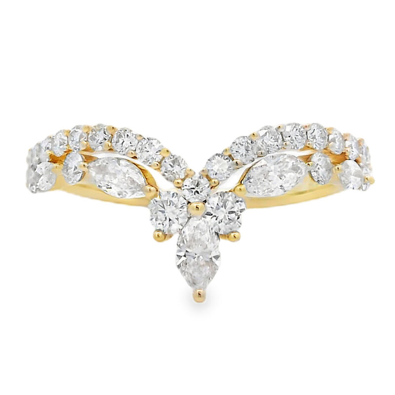 Diamond 1ctw. Marquise Contour & 14k Yellow Gold Anniversary Ring image number null