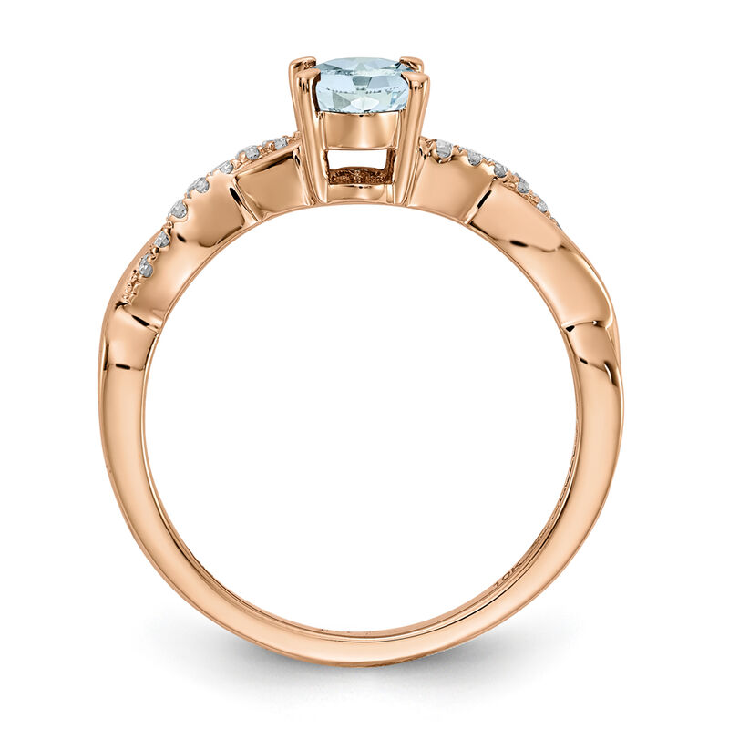 Oval Aquamarine and Diamond Twist Ring in 10k Rose Gold image number null