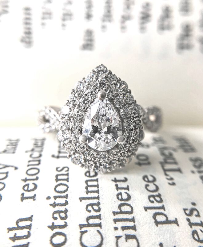 Palmer. Pear Fancy Double Diamond Halo Engagement Ring image number null