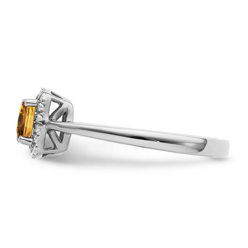 Cushion-Cut Citrine & Diamond Halo Ring in Sterling Silver image number null
