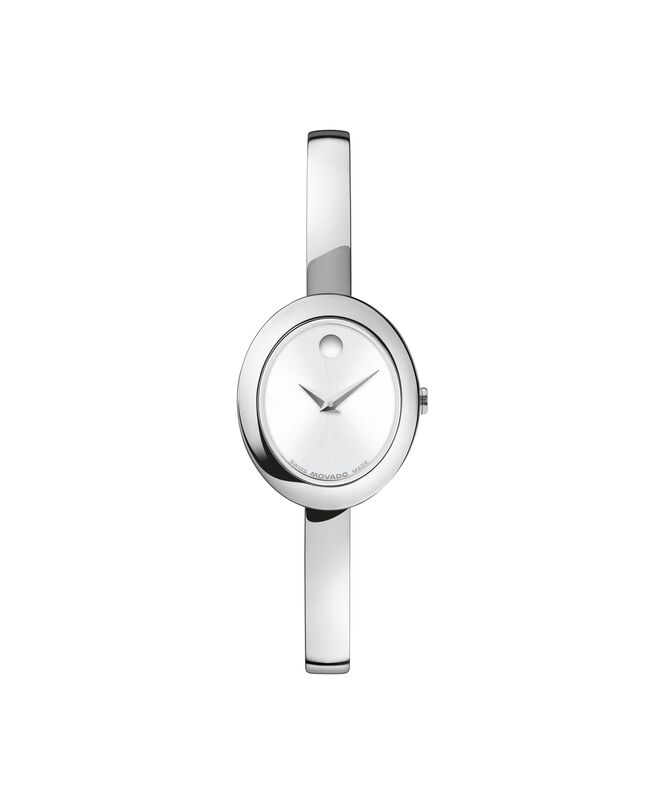 Movado Museum Bangle Oval Silver White Dial Watch 0608070 image number null