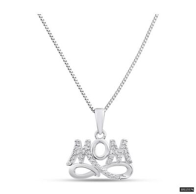 Diamond Infinity Mom Pendant in Sterling Silver