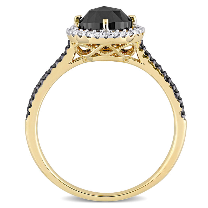 Oval Black Diamond Halo Engagement Ring in 14k Yellow Gold image number null