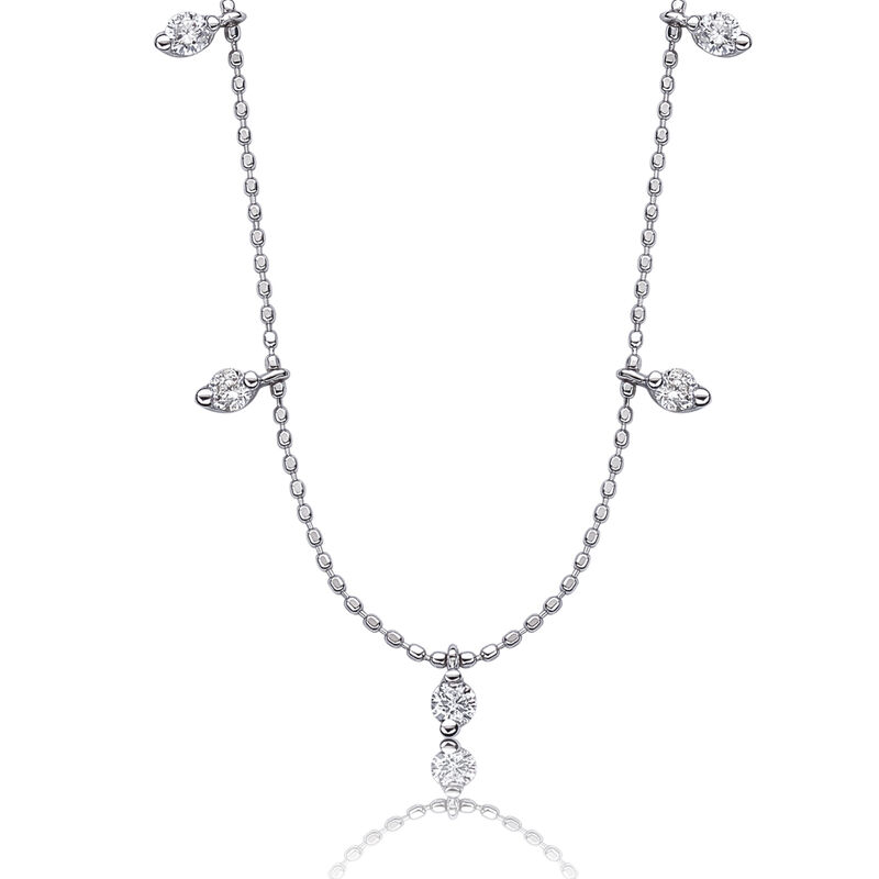 Diamond Dangle Fashion Necklace in 14k White Gold image number null