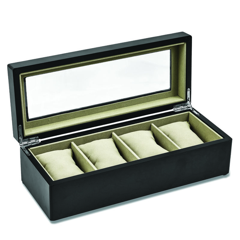 Matte Black Wood 4 Watch Box  image number null