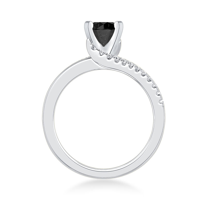 Brilliant-Cut 2.25ctw. Diamond Black and White Bypass Engagement Ring in 14k White Gold image number null