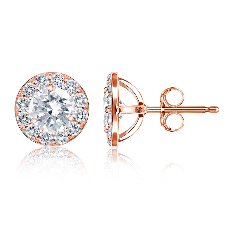 Diamond 1ct. t.w. Halo Stud Earrings in 14k Rose Gold image number null