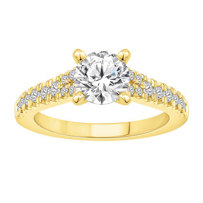 Brilliant-Cut Lab Grown 1 1/4ctw. Diamond Split Shank Cathedral Engagement Ring in 14k Yellow Gold