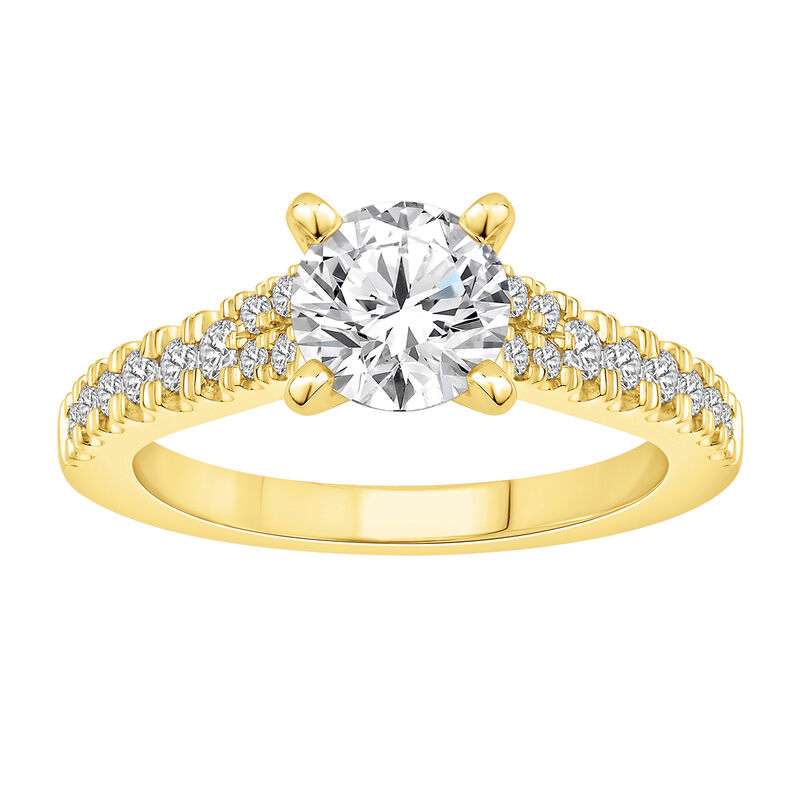 Brilliant-Cut Lab Grown 1 1/4ctw. Diamond Split Shank Cathedral Engagement Ring in 14k Yellow Gold image number null