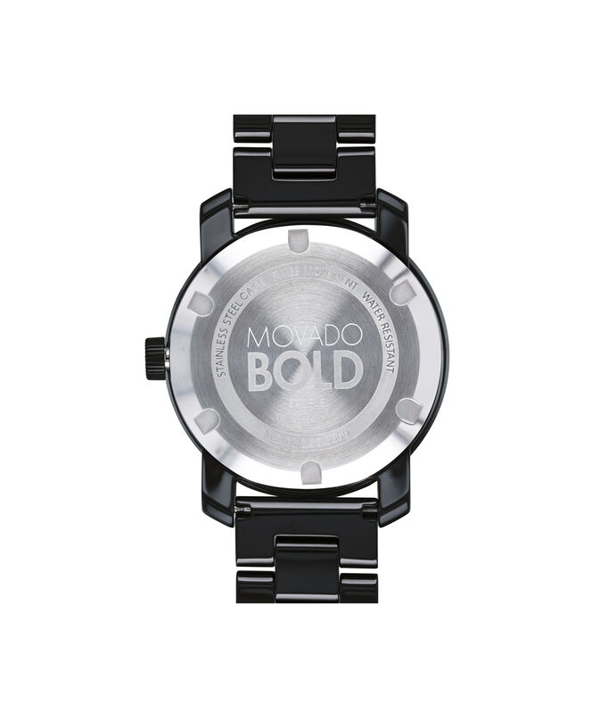 Movado BOLD Ladies Black Ceramic Crystal Dial Bracelet Watch 3600535 image number null