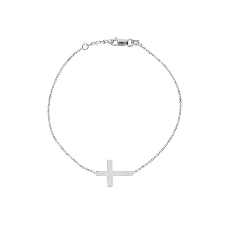 Mini Cross Bracelet in 14k White Gold image number null