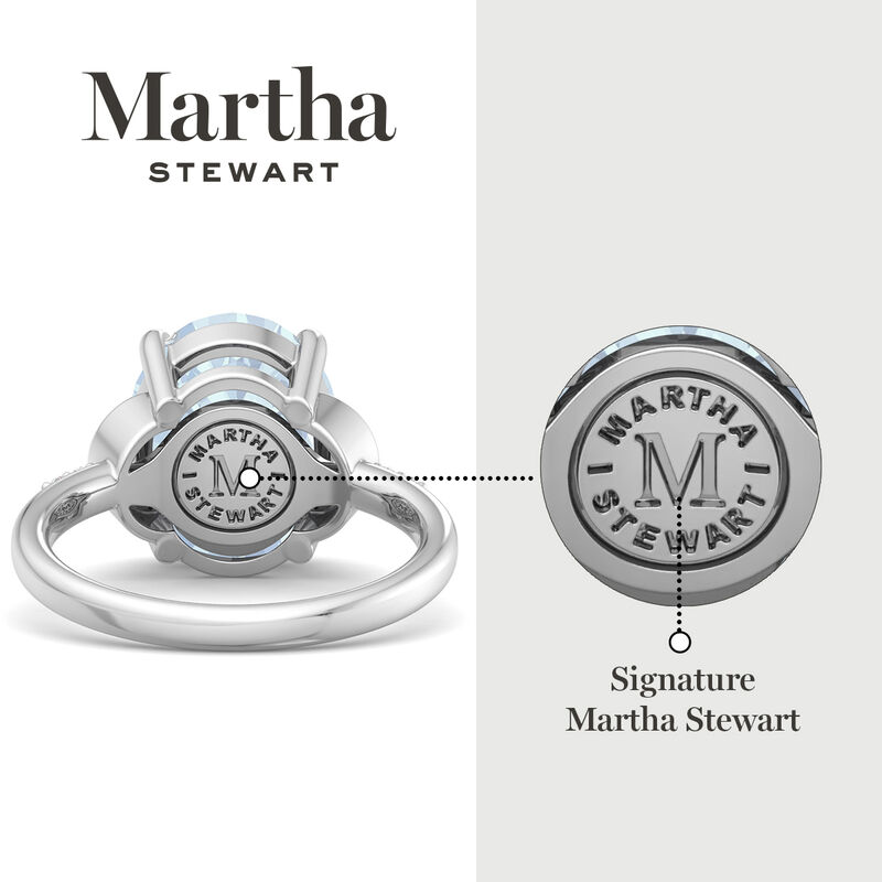 Martha Stewart Oval Aquamarine and Lab Grown Diamond Ring in Sterling Silver image number null