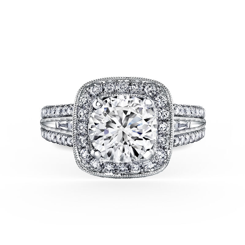 Art Deco Round-Cut Halo Split Shank Engagement Setting in 18k White Gold SS6933TC-R image number null