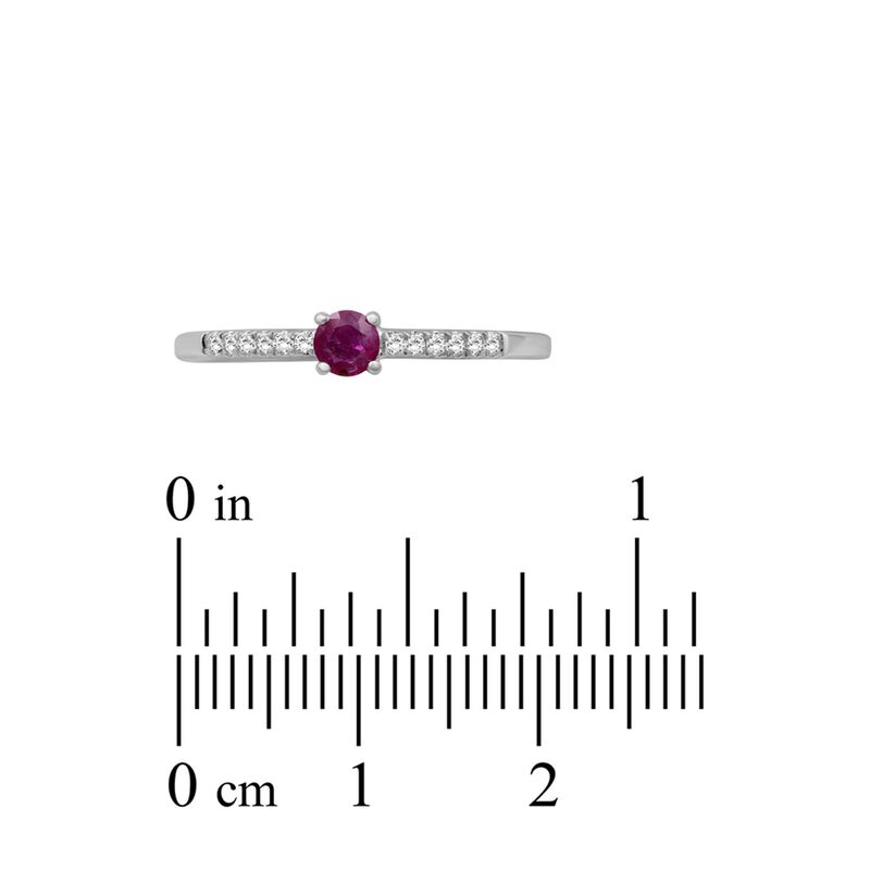 Brilliant-Cut Ruby & Diamond Ring in 10k White Gold image number null