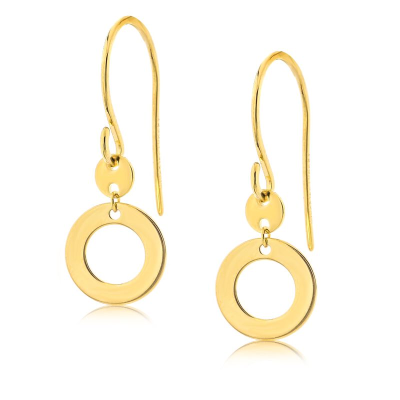 Dangle Circle Earring Fish Hook Earrings in 14K Yellow Gold image number null