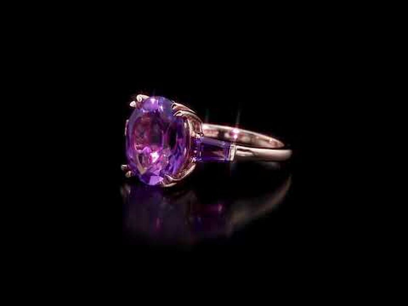 Oval 4 3/8ctw Amethyst Ring in 14k Rose Gold  image number null