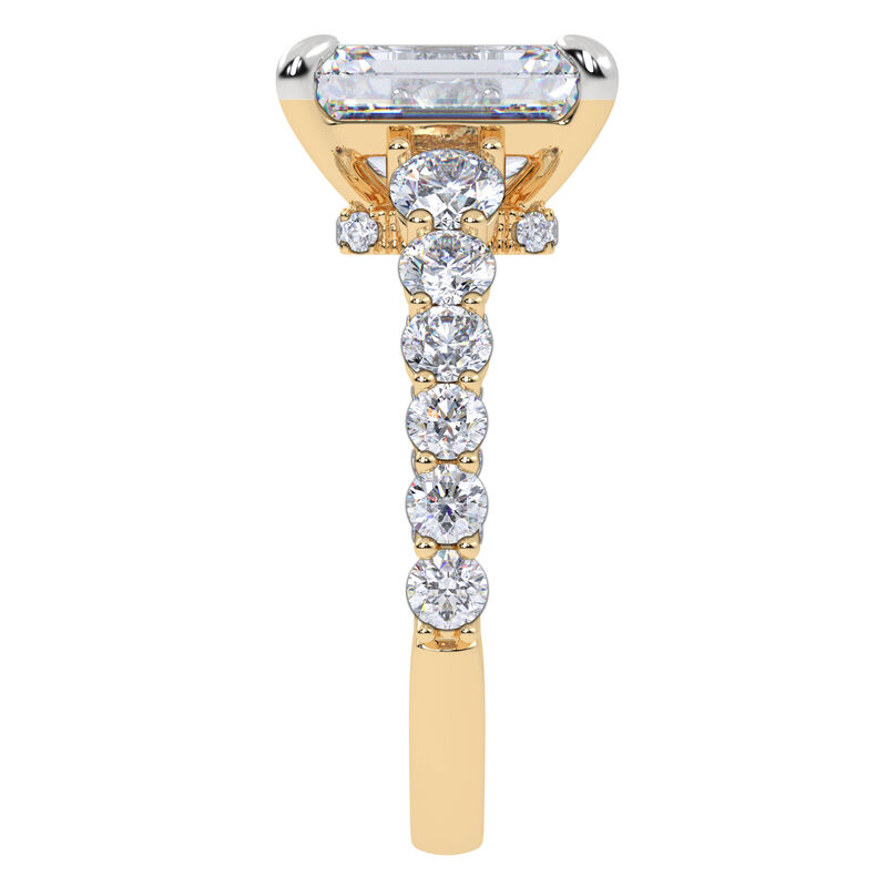 Radiant-Cut Lab Grown 4ctw. Diamond Graduated Brilliant-Cut Diamond Engagement Ring in 14k Yellow Gold image number null