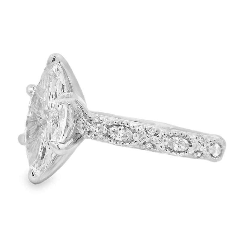 Marquise Lab Grown Diamond 2 1/4ctw. Milgrain Engagement Ring in 14k White Gold image number null