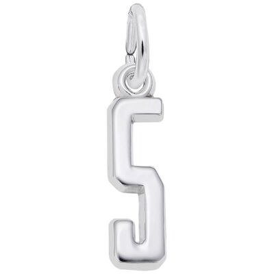 Number 5 Charm in Sterling Silver