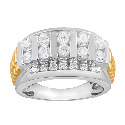 Men's Lab Grown 2ctw. Diamond Ring in 10k White & Yellow Gold