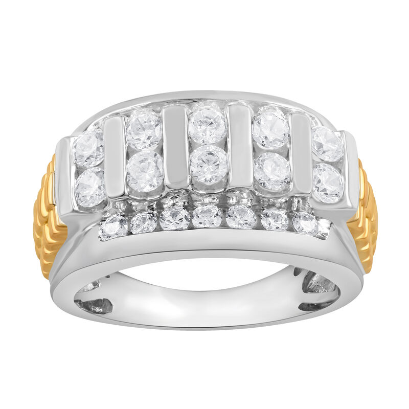 Men's Lab Grown 2ctw. Diamond Ring in 10k White & Yellow Gold image number null