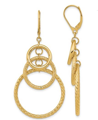 Textured Multi Circle Dangle Earrings in 14k Yellow Gold